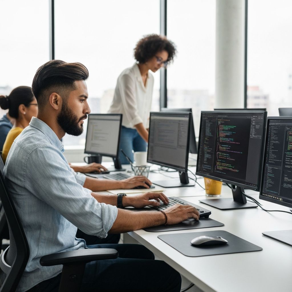 DeepPixel engineers working on document automation code